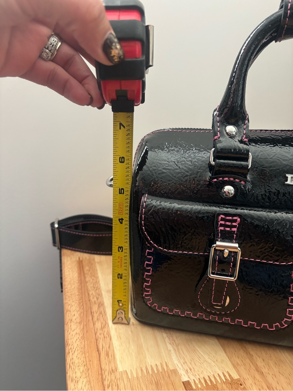 Dr. Martens Black Satchel with Pink Stitching - Picture 8 of 8